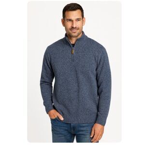 Oscar De La Renta Pullover Sweater ¼ Zip Mock Neck Fleece Collar Mens Sz 2XL